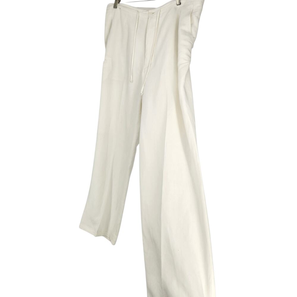 Linea Uomo White Linen Blend Trousers